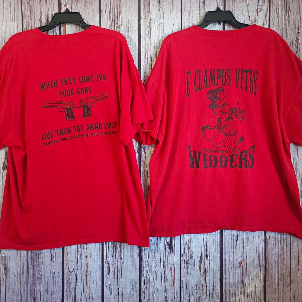 Gun Rights Widders Mens XL Red Cotton Knit Crew Neck Short Sleeve  Logo T-Shirt